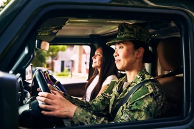 A military mother driving her daughter out